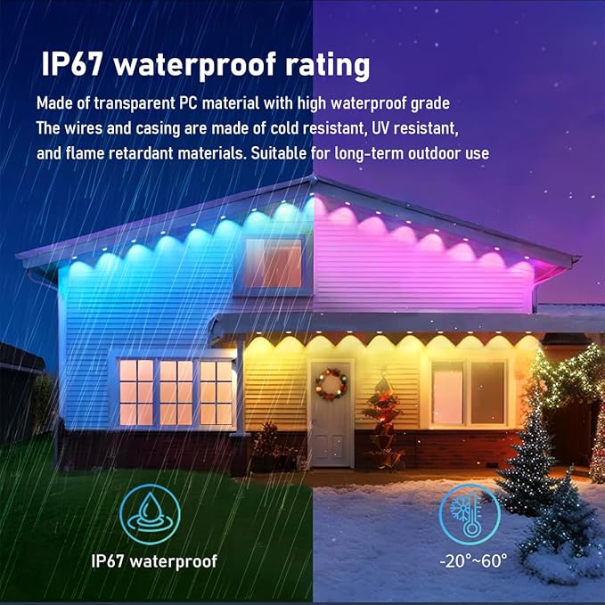 Permanent Outdoor Light,150ft with 100 LED Eaves Lights,Smart RGB Outdoor Lights with 75 Scene Modes,IP67 Waterproof,for Halloween Decorations,Christmas,Party,App and Remote
