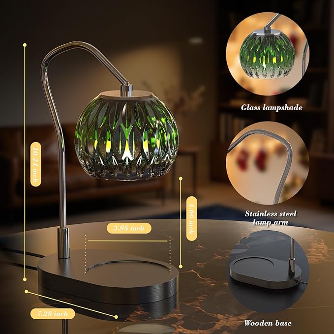 Candle Warmer Lamp with Timer & 4-Level Dimmer, Electric Wax Warmer for Jar Candles, Greener Home Decor with 2 Bulbs, Gift for Women, Men, Housewarming