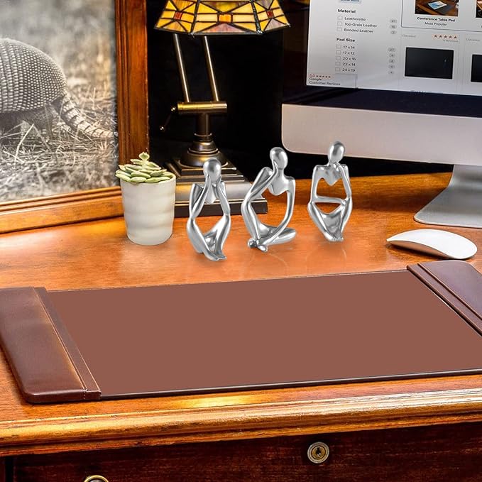 Thinker Statue Gold Decor Abstract Art Sculpture, Golden Resin Collectible Figurines for Home Living Room Office Shelf Decoration,Great Gifts Ideas (Silver)