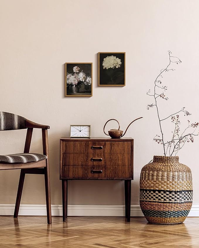 InSimSea Framed Wall Art for Living Room - White Hydrangea Oil Painting Canvas Prints for Bedroom, Bathroom, Kitchen, Office Decor - 8x10in