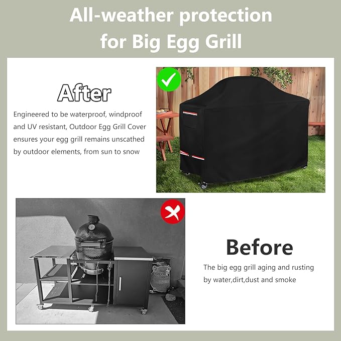76 Inch Large Green Egg Big Grill Table Cover, Kamado Ceramic BBQ Grill Cover, Waterproof Heavy Duty Outdoor Grill Cover, BBQ Cover, Grill Cart Cover