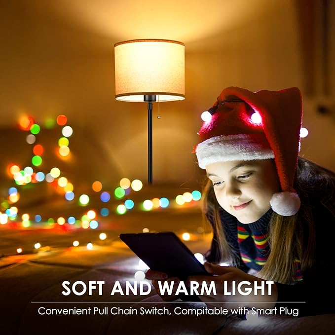 Modern Floor Lamps for Living Room Bedroom, Small Standing Lamp with Lampshade, Simple 58" Tall Lamp, Foot Pedal Switch, Black Floor Lamp for Office/Classroom/Kids Room (Bulbs Not Including)