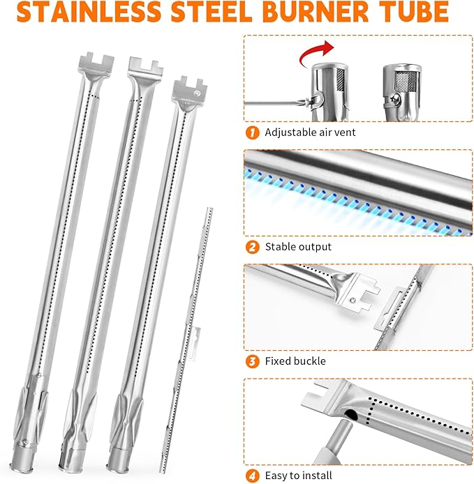 7636 Flavorizer Bars for Weber Spirit I & II 300 Series Gas Grill, and 69787 Burner Replacement Parts Suitable for Weber Spirit E-310 S-310 E-320 S-320 (Front-Mounted Control) Gas Grill