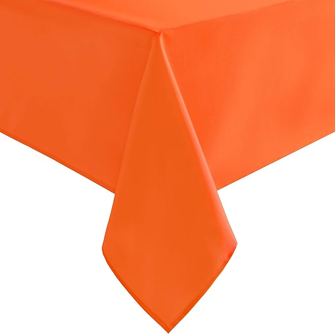 Hiasan Pumpkin Orange Rectangle Tablecloth - Waterproof Washable Polyester Fabric Table Cloth for Buffect Dining Birthday Party Wedding, 70 x 108 Inch