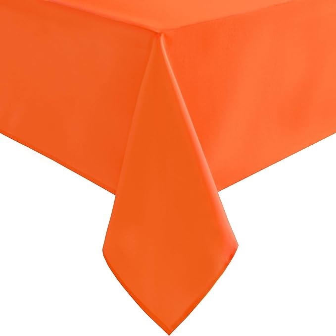 Hiasan Pumpkin Orange Rectangle Tablecloth - Waterproof Washable Polyester Fabric Table Cloth for Buffect Dining Birthday Party Wedding, 60 x 140 Inch