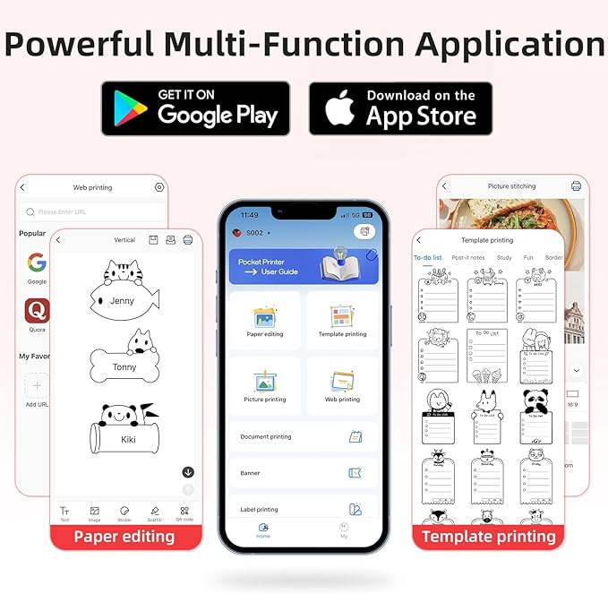 ORGSTA S002 Sticker Printer - Mini Printer Portable Thermal Sticker Maker, Bluetooth Print Pod Inkless Label Maker for Photos, Journal, Receipts, DIY Creation