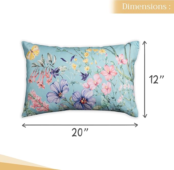 Maison d' Hermine Decorative Pillow Covers 12x20 Inch Rectangle 100% Cotton Throw Pillow Covers with Invisible Zipper for Living Room Couch, Chair, Sofas, Bedroom, Home (Hesperides - Fleur)