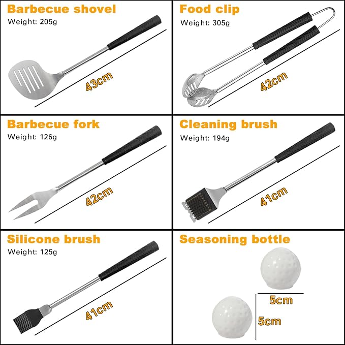 Golf Grilling Gifts for Men 8pcs Golf BBQ Grill Accessories Tools Utensils Set for Outdoor Camping, Funny Birthday Gifts for Men Women Golfers, Dad Gifts for Dad Grandpa Husband from Daughter Son Wife