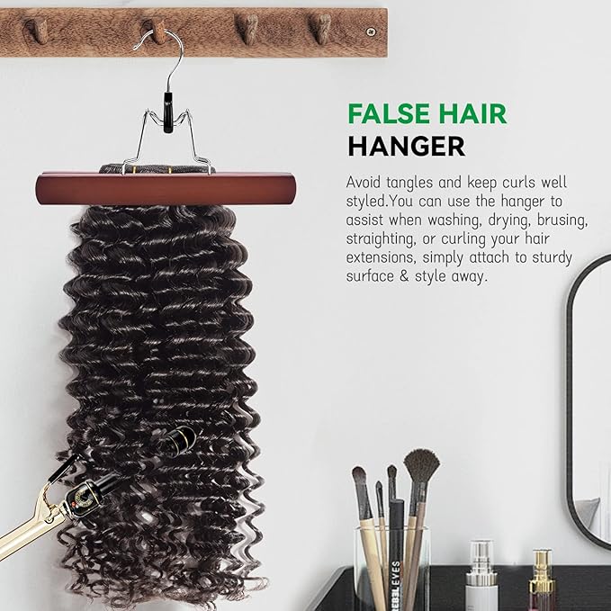 Nature Smile Wooden Pants Skirt Hangers, Smooth Finish Solid Wood Non Slip Jeans Slack Clamp Hangers Hair Extension Hangers (10 Pack Cherry)…