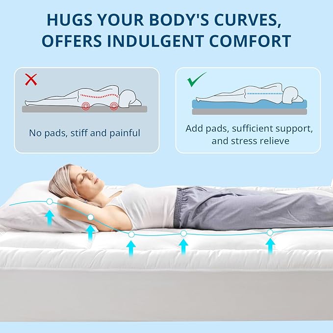 YUGYVOB Twin XL Mattress Topper Extra Thick, Cooling, and Breathable Mattress Pad 8-21" Deep Pocket Soft Down Alternative Fill