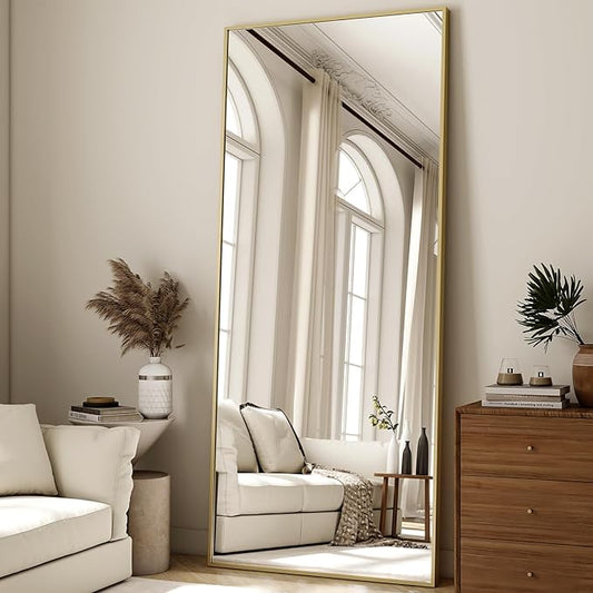 HARRITPURE 68" x 24" Full Length Mirror - Rectangle Aluminun Alloy Frame Floor Mirrors for Entryway/Cloakroom/Bedroom Standing/Hanging,Gold