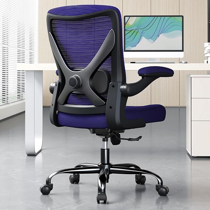 Ergonomic Office Chair - X-Shaped Computer Desk Chair Comfy, Gaming Chair, Office Chair with Lumbar Support, Mesh Office Chairs, Desk Chair for Long Hours(Black Purple)