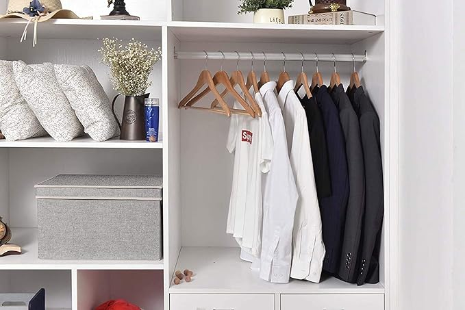 Quality Wooden Hangers - Slightly Curved Hanger 90 Pack Sets - Solid Wood Coat Hangers with Stylish Chrome Hooks - Heavy-Duty Clothes, Jacket, Shirt, Pants, Suit Hangers (Natural, 90)