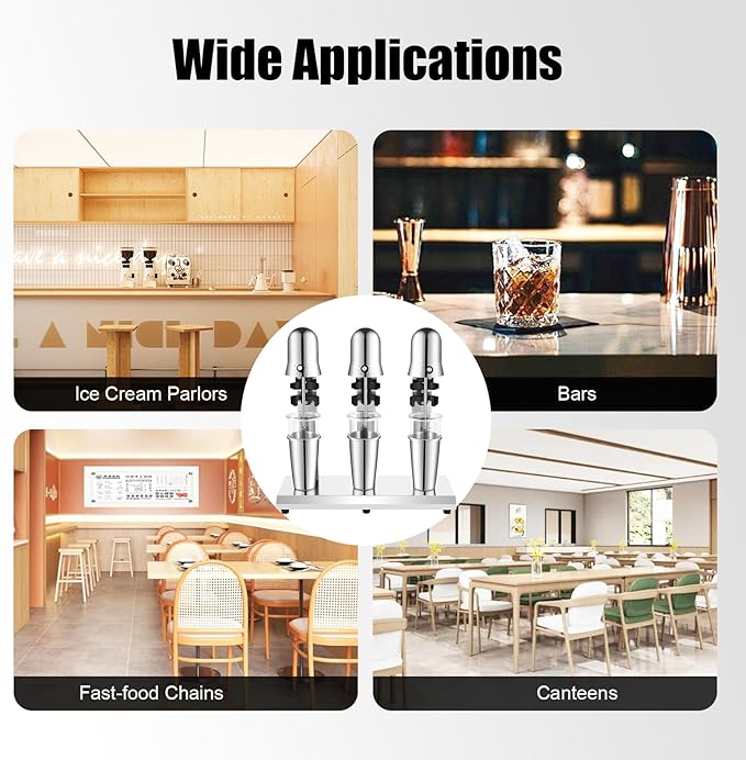 Electric Milkshake Maker, Commercial Stainless Steel Milk Shake Machine, Drink Mixers, 18000r/min & 650ml/Cup, Smoothie Milk Foam Tea Mixer Blender + 6 Cups, 180W 110V (3 Head)