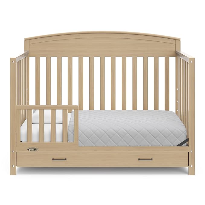 Graco Benton 5-In-1 Convertible Crib With Drawer (Driftwood) - Converts From Baby Crib To Toddler Bed, Daybed And Full-Size Bed, Fits Standard Full-Size Crib Mattress, Adjustable Mattress Support Base