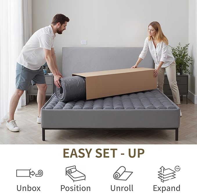 Twin Mattress, 12 Inch Twin Size Mattress in a Box, Hybrid Gel Memory Foam Individual Pocket Springs Matress, Breathable and Fiberglass, Medium Firm Feel, Strong Edge Support, Compact Box Delivery