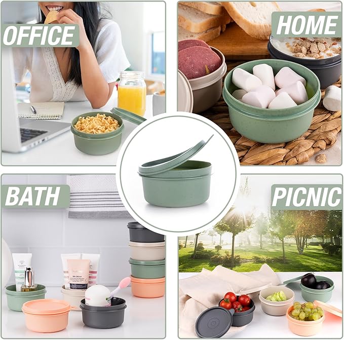 9 oz Small Round Food Storage Containers with Lids Set of 10, Airtight Leakproof Reusable, Plastic To Go Bento Box, Mini Lunch Box, Snack Storage Bowl, for Kitchen, Picnic (10)