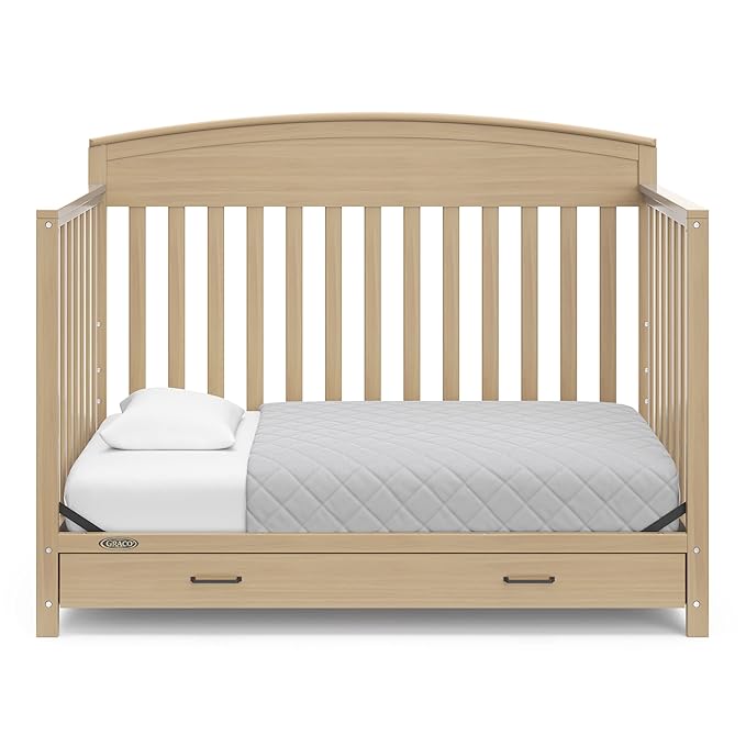 Graco Benton 5-In-1 Convertible Crib With Drawer (Driftwood) - Converts From Baby Crib To Toddler Bed, Daybed And Full-Size Bed, Fits Standard Full-Size Crib Mattress, Adjustable Mattress Support Base