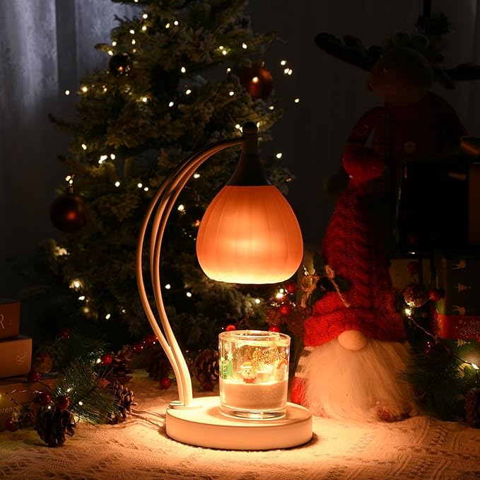 Candle Warmer Lamp, Electric Candle Warmer Lamp with Timer, Dimmable Candle Lamp with 2 Bulbs, Wax Melts Warmer for Scented Jar Candles, Home Decor Room Decor, House Warming Gifts Light Pink