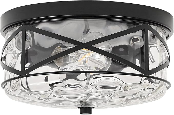 2-Light Flush Mount Ceiling Light Farmhouse Kitchen Island Ceiling Light with Bubble Glass Close to Ceiling Light Fixture for Living Room Bedroom Foyer Hallway