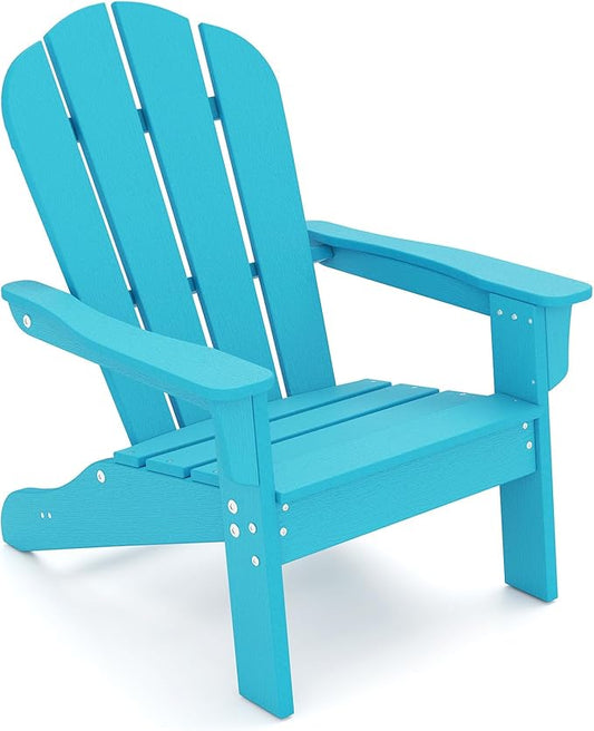 Giantex HDPE Kids Adirondack Chair - All-Weather Lawn Toddler Chair with Ergonomic Design, Children’s Outdoor Chair for Toddlers Ages 3-8, Kid’s Patio Furniture for Deck, Garden (1, Turquoise)