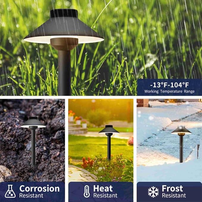 12V Brass Landscape Black Path Lighting Kit (4 Pack Path Lights) with 100 Feet Cable and 20Pack Wire Connectors for Outdoor House Garden Patio Walkway Without Low Voltage Transformer