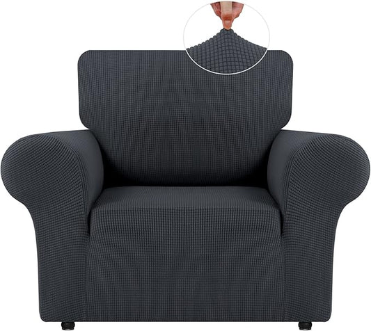 LURKA Stretch Chair Sofa Slipcovers 1 Piece Couch Covers for Sofa Furniture Protector Full Sofa Covers with Elastic Bottom for Kids and Dog (Small, Dark Grey)