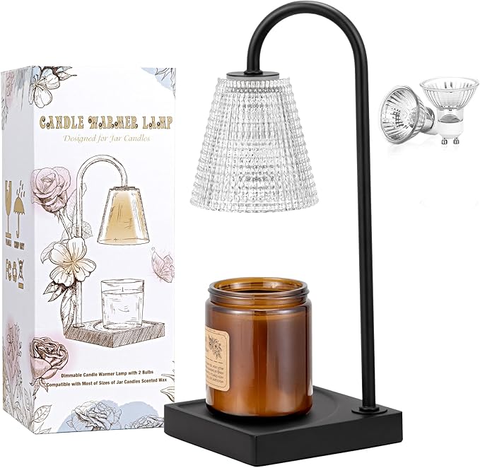 Black Candle Warmer Lamp with Timer-Electric Candle Lamp Warmer,Dimmable Candle Warmers for Jar Candles,New Mom Gifts & Birthday Gifts for Women