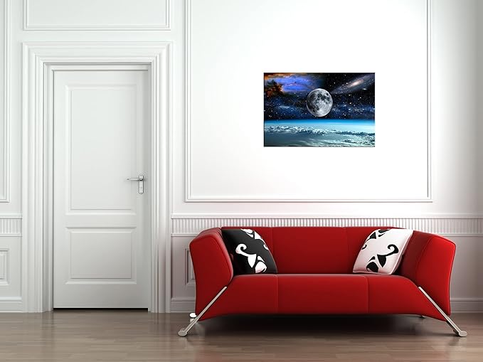 XXM WallArt FC2569 Space View From Earth Canvas Wall Art Landscape Modern Decor Abstract for Living Room, Bedroom, Kitchen, Home and Office