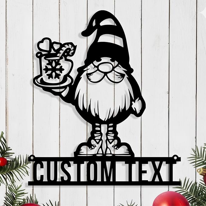 Personalized Christmas Theme Metal Sign, Custom Name Santa Claus Sign Wall Decor, Merry Christmas Tree Signs Outdoor Wall Decoration for Home Living Room, Bedroom, Office, Garden, Porch