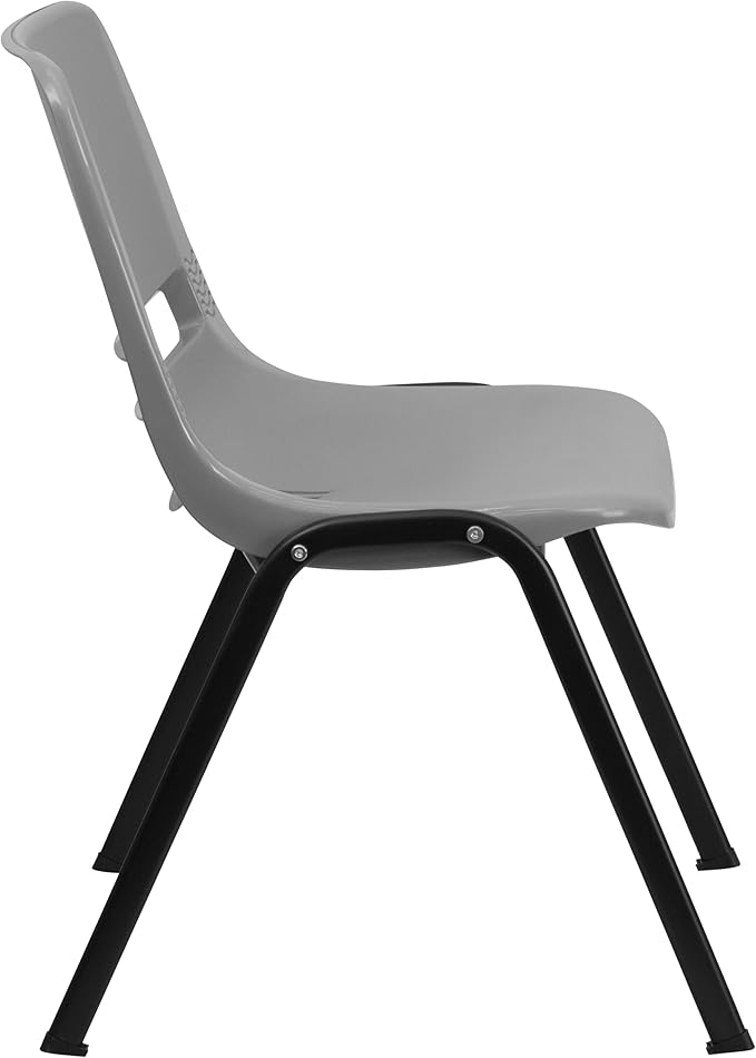 EMMA + OLIVER Gray Ergonomic Shell Student Stack Chair - Classroom Chair / Office Guest Chair