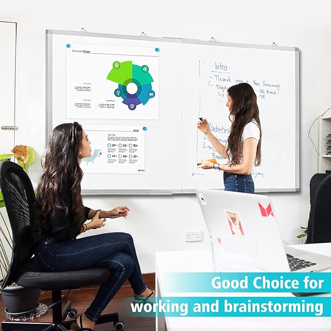 White Board Dry Erase 60x40, Large Magnetic Whiteboard Maxtek Dry Erase Boards for Wall, Aluminum Presentation Wall-Mounted Marker Board with a Long Pen Tray for School, Classroom, Office & Home