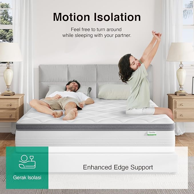Novilla King Size Mattress 14 Inch, Hybrid Mattress in a Box Combine Innerspring and Comfort Foam Layer for Motion Isolation,Supportive & Pressure Relief, CertiPUR-US
