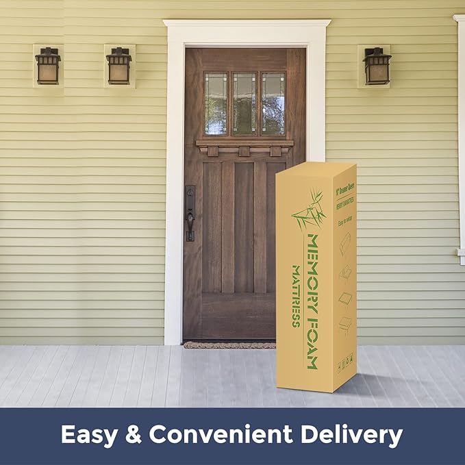 Twin XL Mattress, 10 Inch Memory Foam Mattress in a Box with Breathable Bamboo Cover, Green Tea Twin XL Size Mattress Made in USA for Cool Sleep & Pressure Relief, Medium Firm, CertiPUR-US Certified