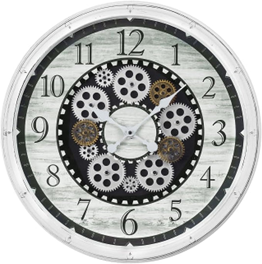 20 Inch Steampunk Wall Clock with Decorative Gears, Industrial Vintage Analog Clock for Living Room, Farmhouse, Office Decor, Silent Non-Ticking Battery Operated,Blue