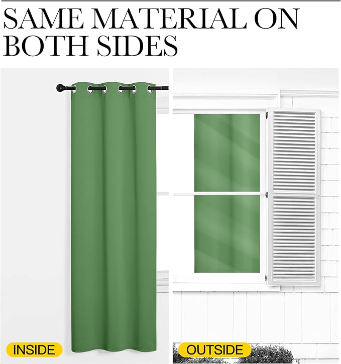 NICETOWN Froest Green Blackout Curtains 86 inches Length for Living Room, 2 Panels, 55" Wide, Thermal Insulated Long Drapes for Large Window