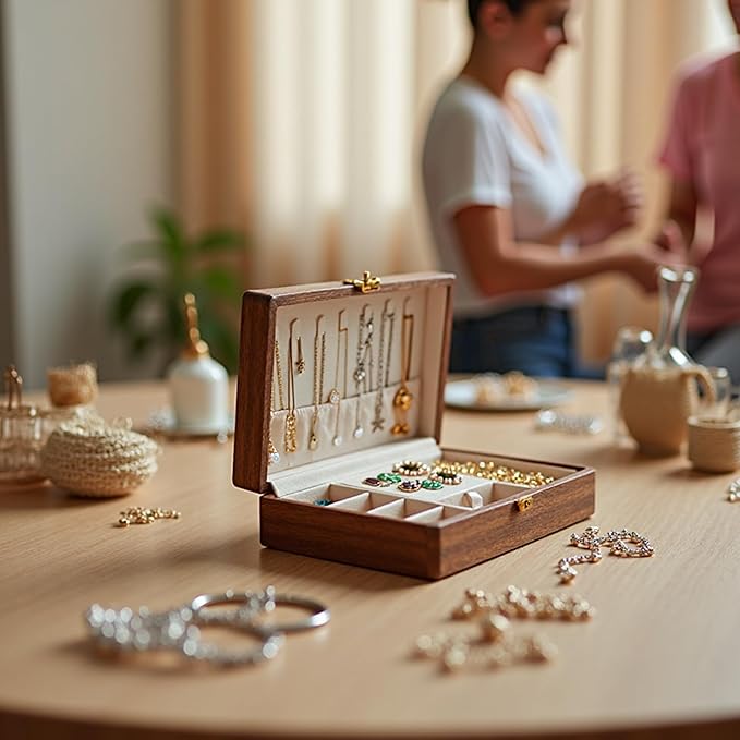 Wooden Jewelry Box For Women Jewelry Organizer Box With Lock Jewelry Holder Organizer For Necklace Ring Earring