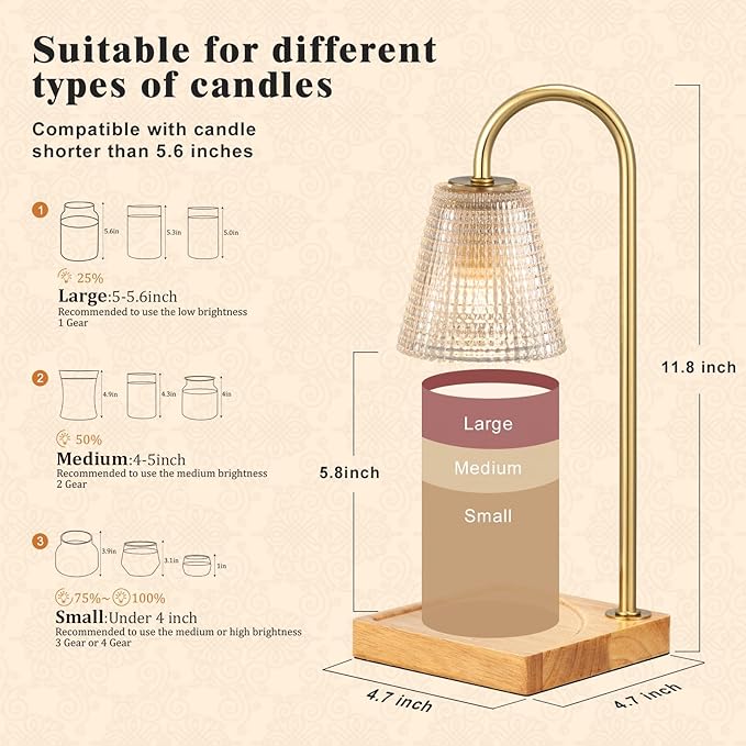 Hong-in Candle Warmer Lamp with Timer Dimmer,Birthday Gifts for Women Mom Sister,House Warming Gifts New Home Room Decor,Vintage Wax Warmer for Scented Wax Jar Candles