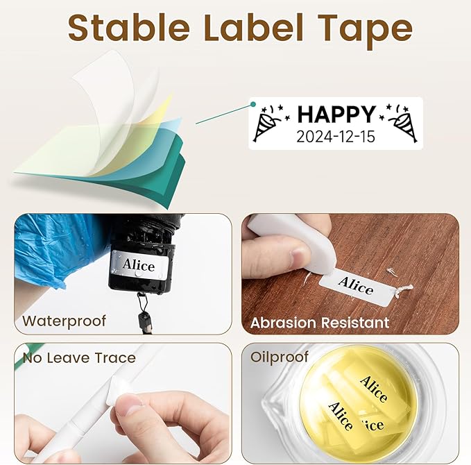 Phomemo D30 Label Maker with 3 Tapes, Bluetooth Wireless Mini Pocket Smartphone Label Maker Machine, Small Thermal Printer Rechargeable Labeler for Home Office Labeler, Works with Tablet, Phones