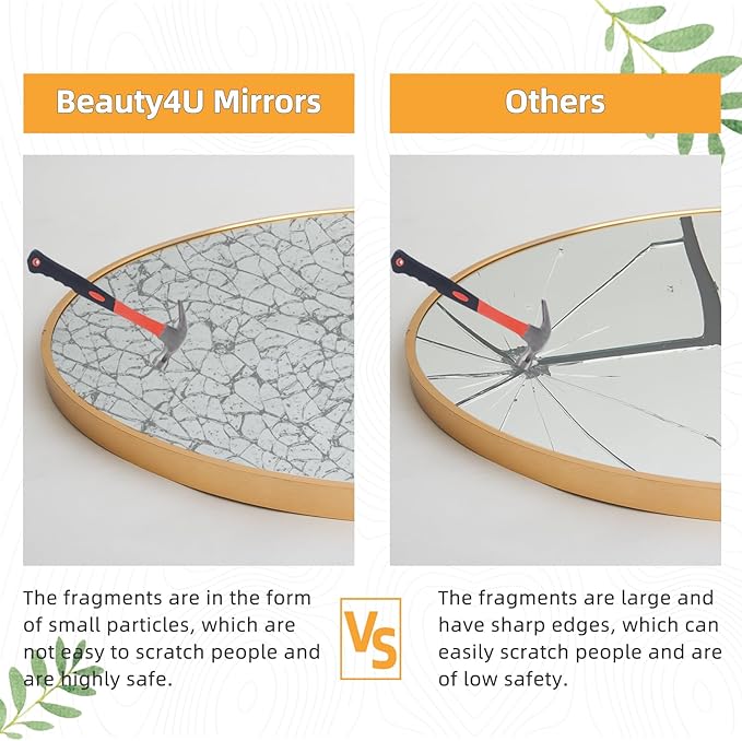 Beauty4U 79" x 39" Large Arched Full Length Mirror with Stand, Metal Frame Gold Wall Mounting Full Body Tempered Mirror for Living Room, Bedroom