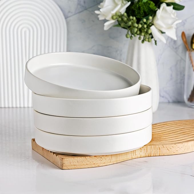 AmorArc Stoneware Dinnerware Sets with Pasta Bowl Set, Reactive Ceramic Plates and Bowls Set, Highly Chip and Crack Resistant | Dishwasher & Microwave Safe | Round Dishes Set Service for 4 (16pc)