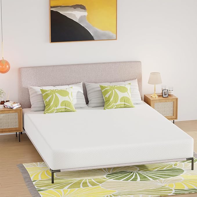 PayLessHere 10 Inch Gel Memory Foam Mattress Medium Firm Mattresses CertiPUR-US Certified Bed-in-a-Box Pressure Relieving California King Size,Fiberglass Free，White