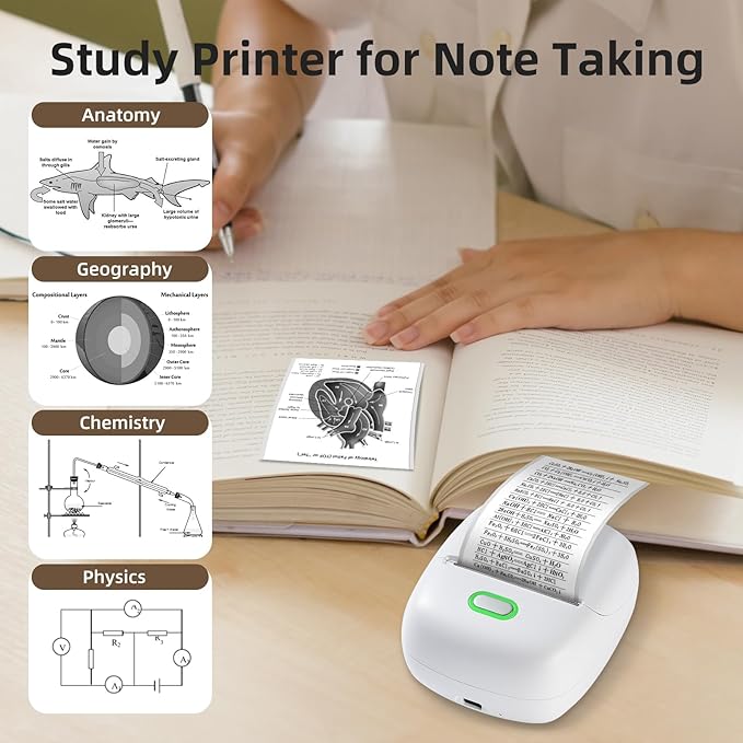 ORGSTA S002 Sticker Printer - Mini Printer Portable Thermal Sticker Maker, Bluetooth Print Pod Inkless Label Maker for Photos, Journal, Receipts, DIY Creation