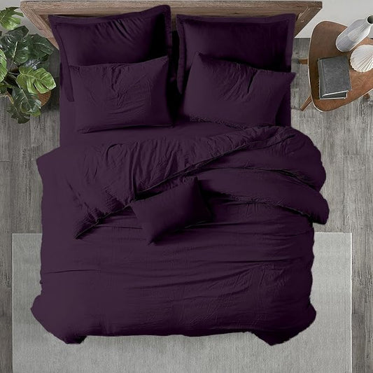 Kotton Culture 1 Pc Queen Size Duvet Cover Only -100% Egyptian Cotton Sateen 600 Thread Count Ultra Soft Premium Durable Comforter Cover Zipper Closure & Corner Ties (Plum, Queen/Full 90" X 90")