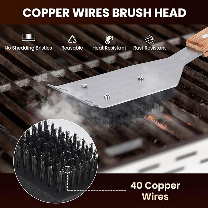 1x Steam Grill Brush for Outdoor Sponge Grill-Steam Grill Cheaning Scraper BBQ Brush-BBQ Accessory Grill Tools Heavy Duty Brush for Grill Cleaning Scraper + Bristle Free Grill Brushs for Any Grill