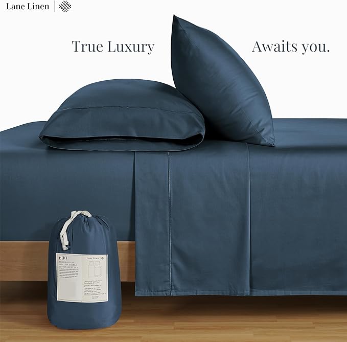 LANE LINEN Split Sheets Set for Adjustable Beds - King Size - 5 Pieces - Denim Sateen Weave