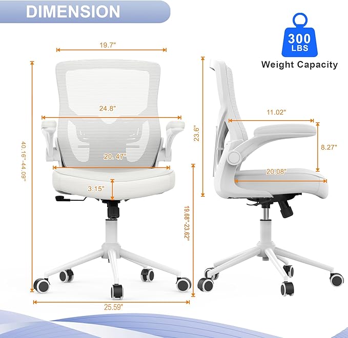 Office Chair, High Back Desk Chair Adjustable Height and Ergonomic Design Home Office Computer Chair Executive Lumbar Support Padded Flip-up Armrest Swivel Task Chair