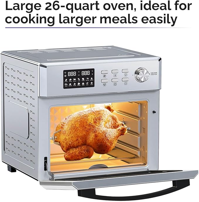 MOI 1700W Air Fryer Toaster Oven - Convection Toaster Oven Air Fryer Combo with 12 Presets - Countertop Ovens for Baking & Frying with Digital Display, Dual Heating, Rotisserie & Dehydrate Function