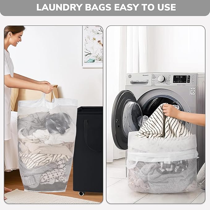 Goodpick Laundry Hamper with Wheels, 75L Dirty Clothes Hamper with Removable Wash Bag for Laundry Room, Black Rolling Laundry Basket