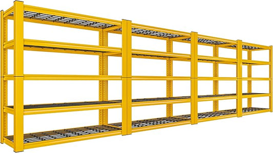 REIBII 72''H Garage Shelving 3010 LBS Storage Shelves Adjustable Metal Shelving 5 Tier Metal Shelves for Storage Industrial Shelf for Pantry Kitchen Basement 72" HX35.5 WX16 D, 4 Pack